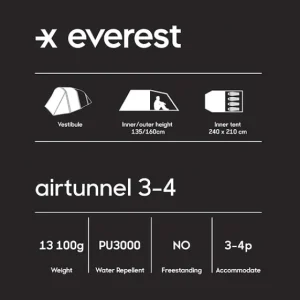 Everest Outdoor Tält<Air Tunnel 3-4 DARK BLUE/YELLOW