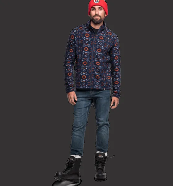 m_zip_fleece_jacket_2-1.webp Everest Outdoor Tröjor & T-Shirts | Tröjor<M Zip Fleece Jacket NAVY RETRO PATTERN