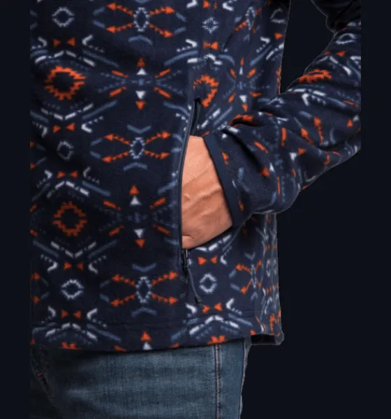 m_zip_fleece_jacket_3-1.webp Everest Outdoor Tröjor & T-Shirts | Tröjor<M Zip Fleece Jacket NAVY RETRO PATTERN