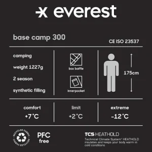 Everest Outdoor Sovsäckar<U Base Camp 300 DARK ORANGE/BLACK