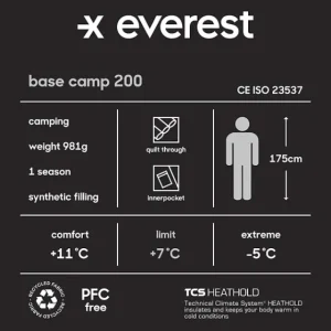 Everest Outdoor Sovsäckar<U Base Camp 200 WHALE BLUE/BLACK