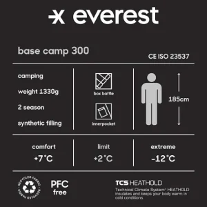 Everest Outdoor Sovsäckar<U Base Camp 300 DARK ORANGE/BLACK