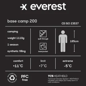Everest Outdoor Sovsäckar<U Base Camp 200 WHALE BLUE/BLACK