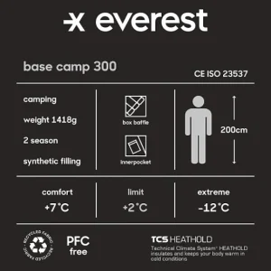 Everest Outdoor Sovsäckar<U Base Camp 300 DARK ORANGE/BLACK