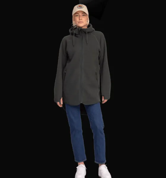 w_pile_long_hood_2-1.webp Everest Outdoor Tröjor & T-Shirts | Tröjor<W Pile Long Hood DARK GREEN