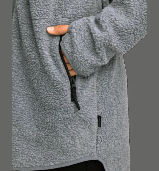 w_pile_long_hood_3-3.webp Everest Outdoor Tröjor & T-Shirts | Tröjor<W Pile Long Hood GREY MELANGE