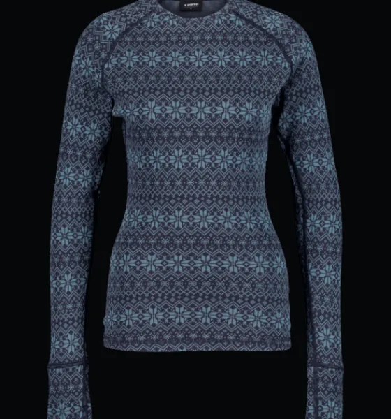 w_wool_underwear_shirt__4-1.webp Everest Outdoor Tröjor & T-Shirts<W Wool Underwear Shirt 2 NAVY PATTERN